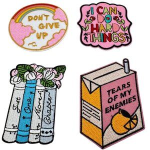 Embroidered Iron-On Patches Set of 4 Inspirational Motivational Craft Accessorie